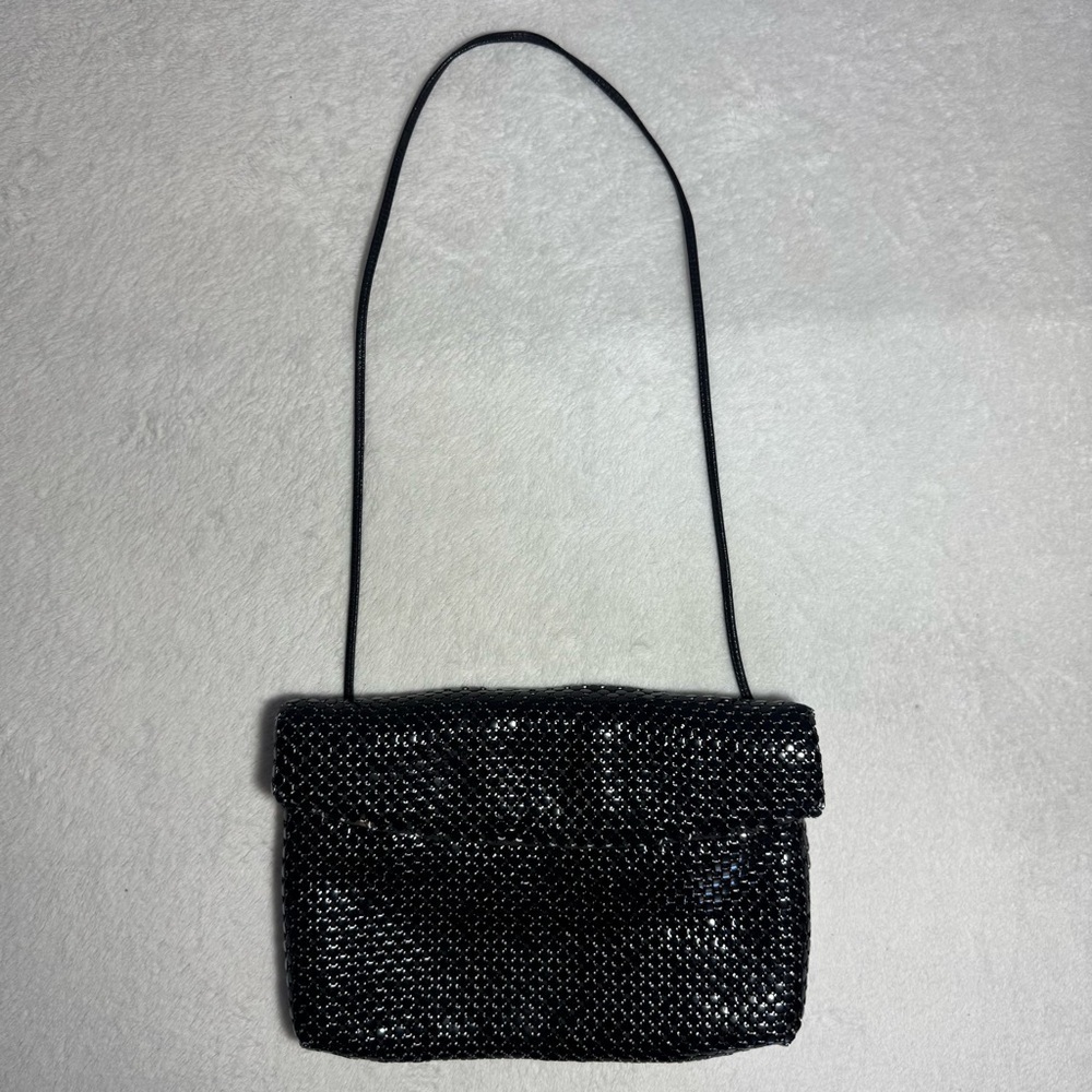 Whiting & Davis Black Mesh Shoulder Bag with strap ,trendy ,evening purse/clutch